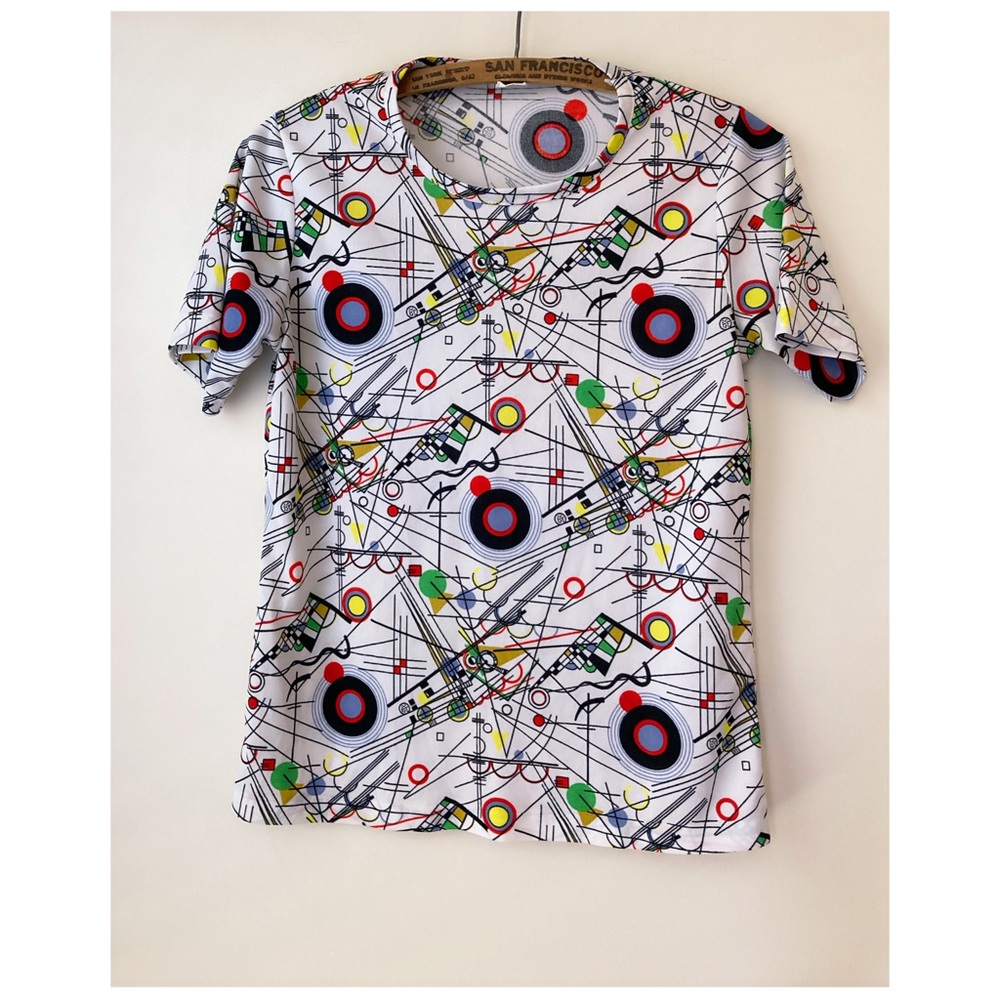Vintage 60s abstract shapes polyester tee.
